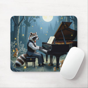 Raccoon Piano im Wald Mousepad