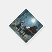 Raccoon Piano im Wald Serviette (Ecke)