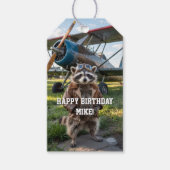 Raccoon Pilot Airplane Funny Photo Birthday Custom Geschenkanhänger (Vorderseite)