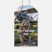 Raccoon Pilot Airplane Funny Photo Birthday Custom Geschenkanhänger (Rückseite)
