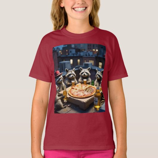 Raccoon Pizza Party T-Shirt (Vorderseite)