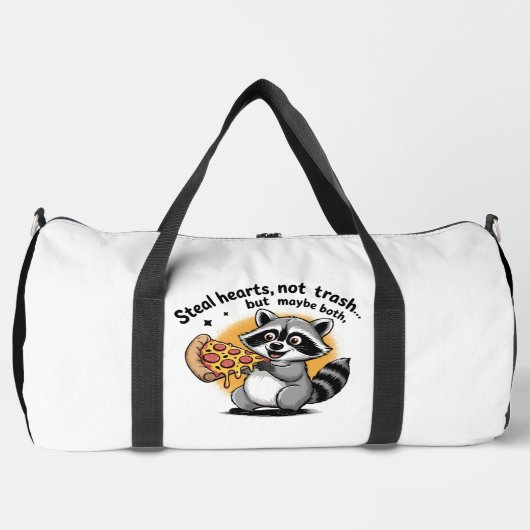 Raccoon Pizza Steals Hearts and Trash Duffle Bag (Vorderseite)