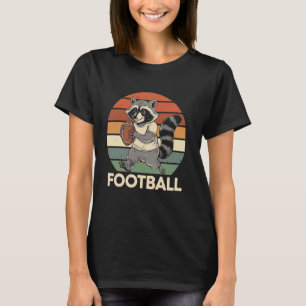 Raccoon Playing American Football Retro Vintag T-Shirt