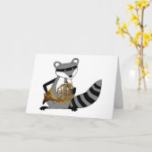 Raccoon Playing the French Horn Karte (Gelbe Blume)
