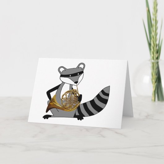 Raccoon Playing the French Horn Karte (Vorderseite)