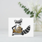 Raccoon Playing the French Horn Postkarte (Stehend Vorderseite)