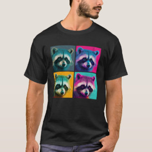 Raccoon Pop Illustration Farbige Tierfrauen T-Shirt