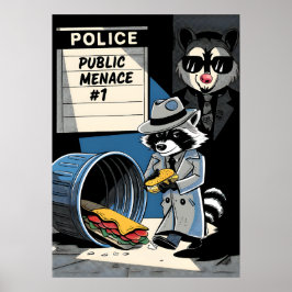 Raccoon Public Menage Comic Art Poster
