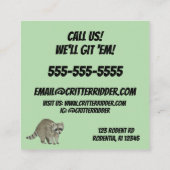 Raccoon Quadratische Visitenkarte (Rückseite)