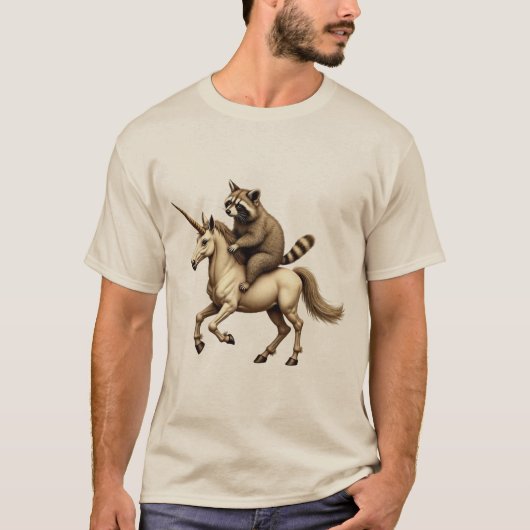 Raccoon Rafting a Unicorn T - Shirt - Fun Design f (Vorderseite)