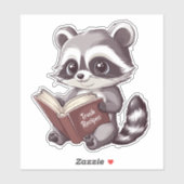 Raccoon Reading book Aufkleber (Blatt)