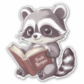 Raccoon Reading book Aufkleber (Vorderseite)
