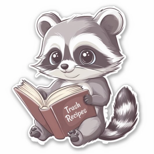 Raccoon Reading book Aufkleber (Vorderseite)