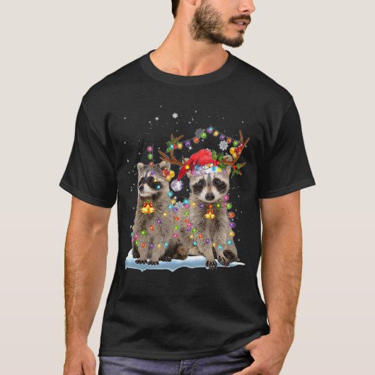 Raccoon Reindeer Xmas Weihnachten T-Shirt (Vorderseite)