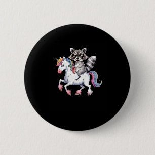 Raccoon Reitsport Unicorn Süße Tier Fantasy für Ki Button