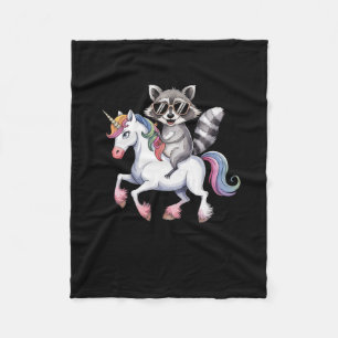 Raccoon Reitsport Unicorn Süße Tier Fantasy für Ki Fleecedecke