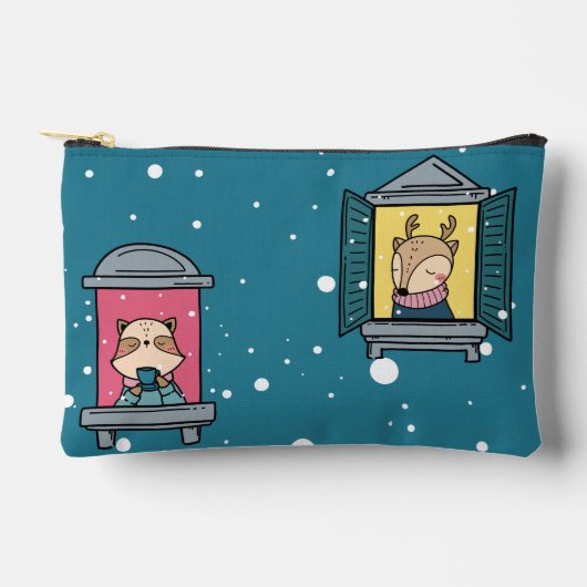 Raccoon & Rentier unter Windows Zubehörtasche (Vorderseite)