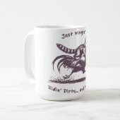 Raccoon Riding Rooster - Barnyard Rodeo Cowboy Kaffeetasse (Vorderseite Links)