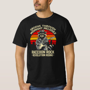 Raccoon Rock - Mitternacht Melody Retro Guitar Jam T-Shirt