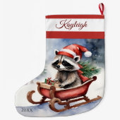 Raccoon Rodelbahn Grosses Weihnachtsfest Strumpf Großer Weihnachtsstrumpf (Rückseite)