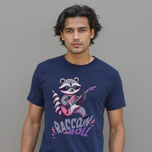 Raccoon Roll Rocker Jamming Funny Pub T-Shirt