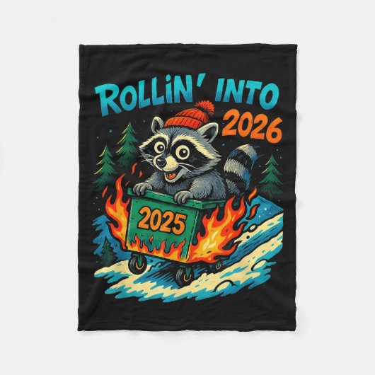 Raccoon Rollin Into 2026 Dumpster Fire New Year Me Fleecedecke (Vorderseite)