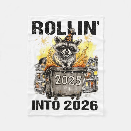 Raccoon Rolling Into 2026 Happy New Year 2026 Funn Fleecedecke (Vorderseite)