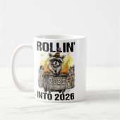 Raccoon Rolling Into 2026 Happy New Year 2026 Funn Kaffeetasse (Links)