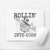 Raccoon Rolling Into 2026 Happy New Year 2026 Mousepad (Mit Mouse)