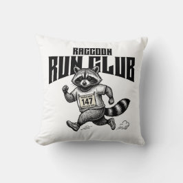 "Raccoon Run Club Marathon Retro Trash Panda Läufe Kissen