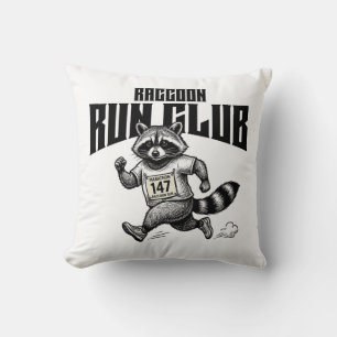"Raccoon Run Club Marathon Retro Trash Panda Läufe Kissen