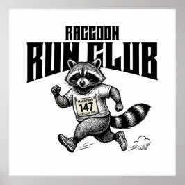 Raccoon Run Club Marathon Retro Waschbär  Poster