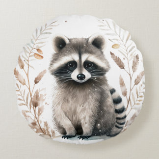 Raccoon Rundes Kissen