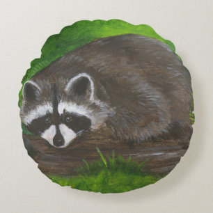 Raccoon Rundes Kissen