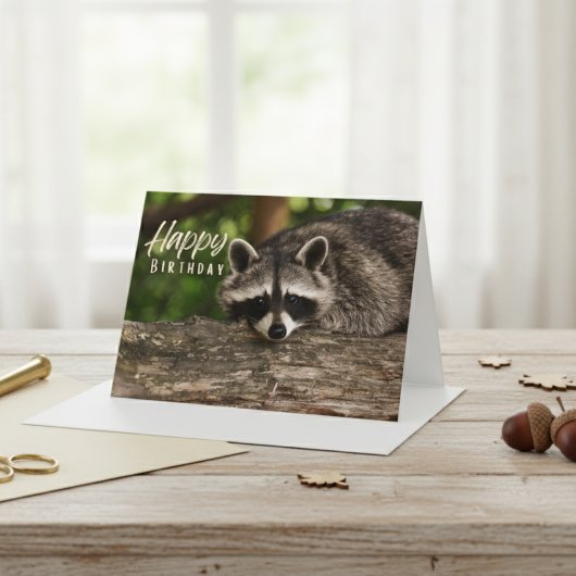Raccoon Rustic Geburtstagskarte Karte