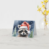 Raccoon Santa Christmas Karte (Gelbe Blume)