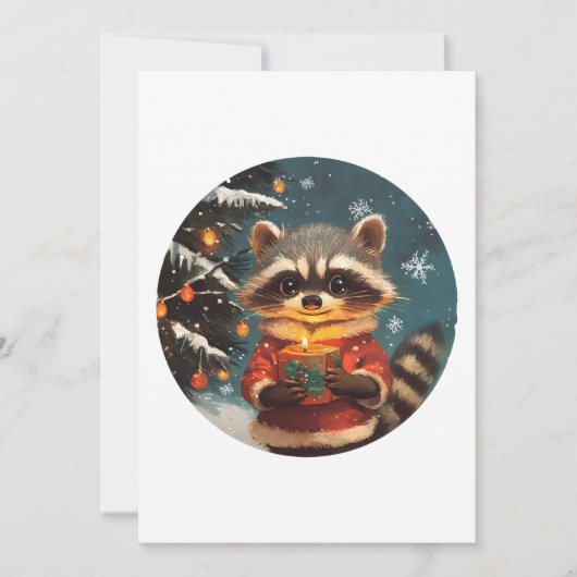 Raccoon Schnee Weihnachtslieder Feiertagskarte (Vorderseite)