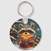 Raccoon Schnee Weihnachtslieder Schlüsselanhänger (Rückseite)