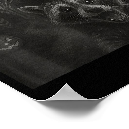 Raccoon Selfie With Skeleton Funny Raccoon Hallowe Poster (Ecke)