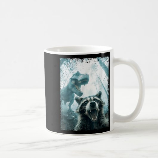 Raccoon Selfie With Tyrannosaurus T Rex Adventure Kaffeetasse (Rechts)