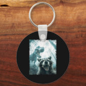 Raccoon Selfie With Tyrannosaurus T Rex Adventure Schlüsselanhänger (Vorderseite)