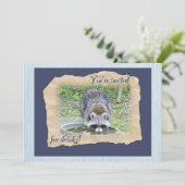 Raccoon - Sie werden zu Getränken eingeladen Einladung (Stehend Vorderseite)