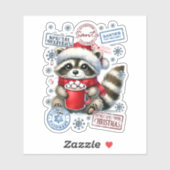 Raccoon Sipping Kakao by Fire Aufkleber (Blatt)