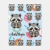 Raccoon Sitzen Sweet Background Print Fleecedecke (Vorderseite)