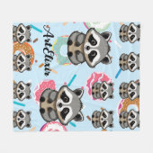 Raccoon Sitzen Sweet Background Print Fleecedecke (Vorderseite (Horizontal))