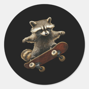 Raccoon Skateboard Skateboard Funny Graphic Runder Aufkleber