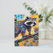 Raccoon Skateboarding Postkarte (Stehend Vorderseite)