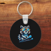 Raccoon Ski Funny Winter und draußen Niedlich und Schlüsselanhänger (Vorderseite)