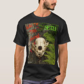 Raccoon Skull Altes Holz mit Farne und rote Monard T-Shirt (Vorderseite)