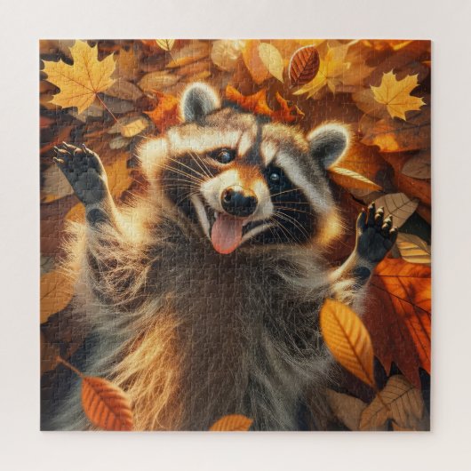 Raccoon-Spiel im Herbst Puzzle (Vertikal)